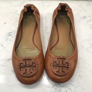 Tori Burch Reva Tumbled Leather Ballet Slippers, 8